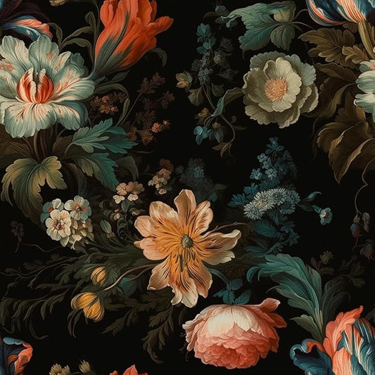 Vintage Gold Yellow Floral Peony Pink Orange White Flower Peel and Stick Wallpaper Easy Peel Off Contact Paper Stick on Adhesive Wall Paper for Bathroom Waterproof Renter Friendly