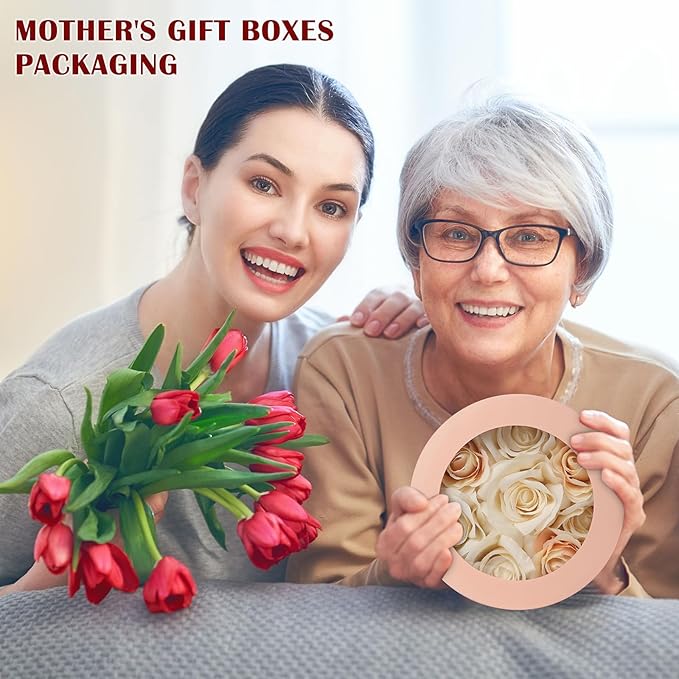 Flower Boxes for Arrangements Nesting Round Gift Boxes with Clear Lids Pink Round Boxes for Flowers Set of 4 Assorted Sizes Flower Boxes for Flower Arrangements, Valentine's Day, Mother's Day,