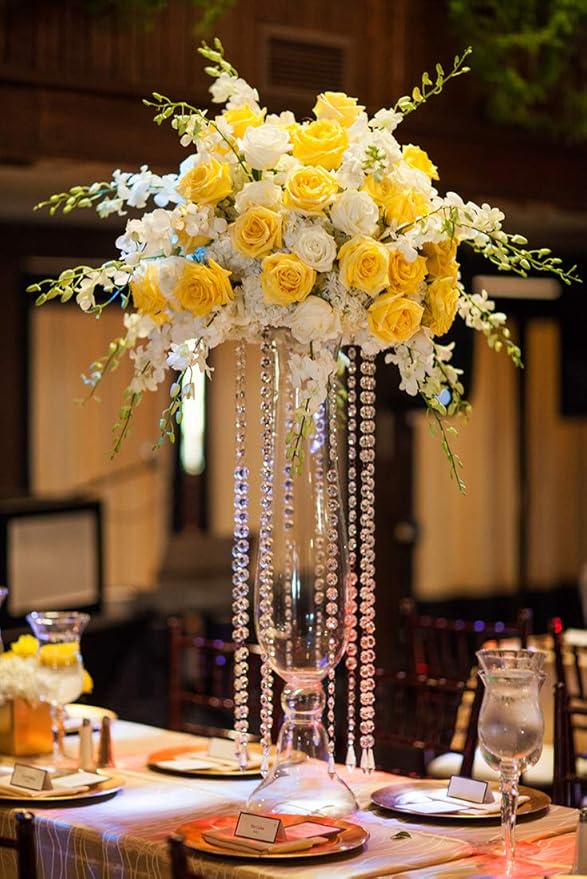 12 PCS Artificial Flowers Roses Silk Flowers Fake Long Stem Artificial Roses for Home Wedding Decorations (Yellow)