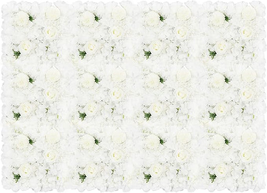 12PC Artificial Flower Wall Panel Wedding Backdrop, Silk Rose Flowers Wall Backdrops Floral Panels, Flower Wall Set Rose Mat for Party Wedding Background Decor
