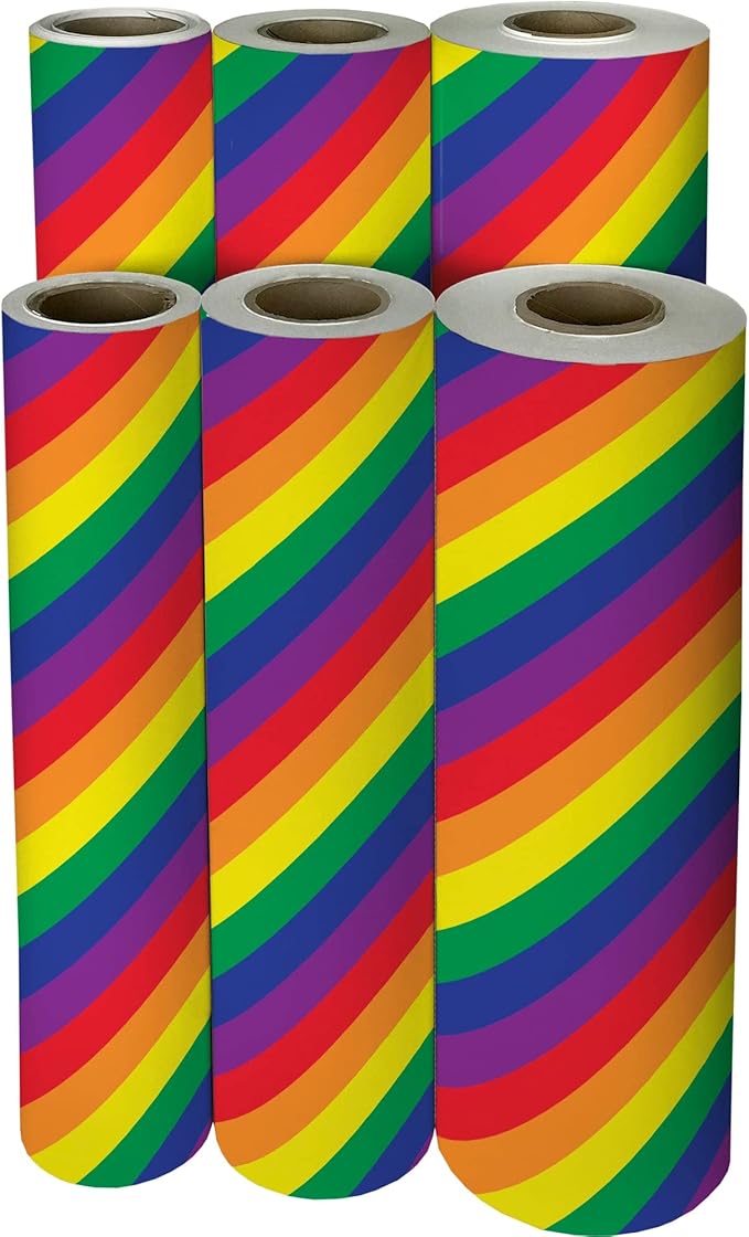 Jillson Roberts Bulk Gift Wrap, Everyday Gift Wrapping Supplies, Rainbow Stripe, 1/2 Ream 417 feet x 30 inches
