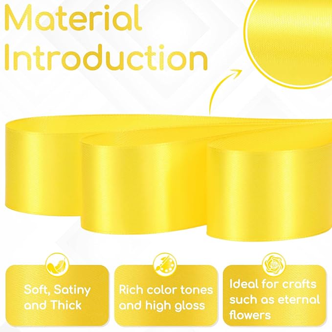 Yellow Satin Ribbon 1-1/2 Inch 30 Yards, Yellow Ribbon for Gift Wrapping, Flower Bouquet, Crafts, Baby Shower, Christmas, Easter and Bow Making