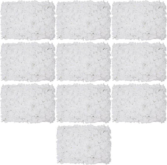 16"x 24" Artificial Flower Wall Panels,Flower Wall Mat Silk Flower Panels for Outdoor Garden Backyard Fence Fence Privacy Screen and Indoor Wall Decor(10Pcs White,Style 3)