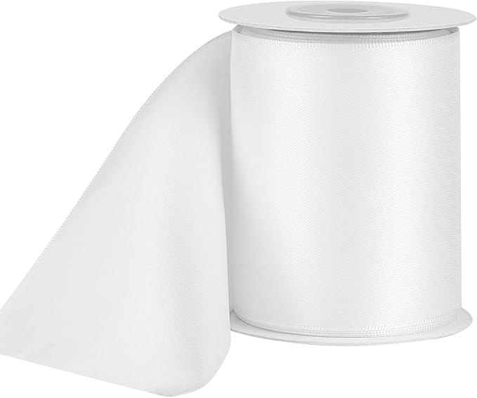 LIUYAXI White Double Face Satin Ribbon,3" X Continuous 10 Yards,Ribbons Perfect for Chair Sash Wedding Bouquet Sewing Party Decoration Bows Making