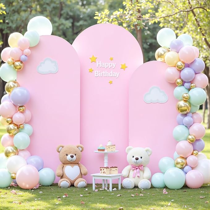 Pink and Lavender Arch Backdrop Cover 7.2FT 6.6FT 6FT Arch Covers Stretchy Backdrop Set of 3 Wedding Arch Cover Spandex Fitted Double-Color Fabric Arch Covers for Party Baby Shower Birthday Decoration