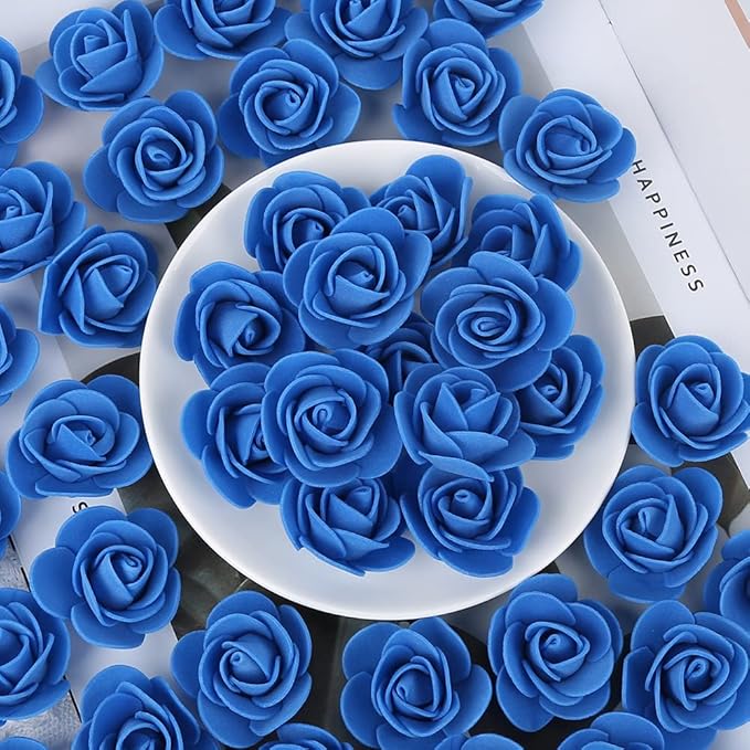 500pcs Mini Foam Rose Heads, Royal Blue Artificial Rose Foam Fake Flower for DIY Crafts Wedding Bouquets Baby Shower Centerpieces Floral Arrangements Tables Home Decorations(Royal Blue)