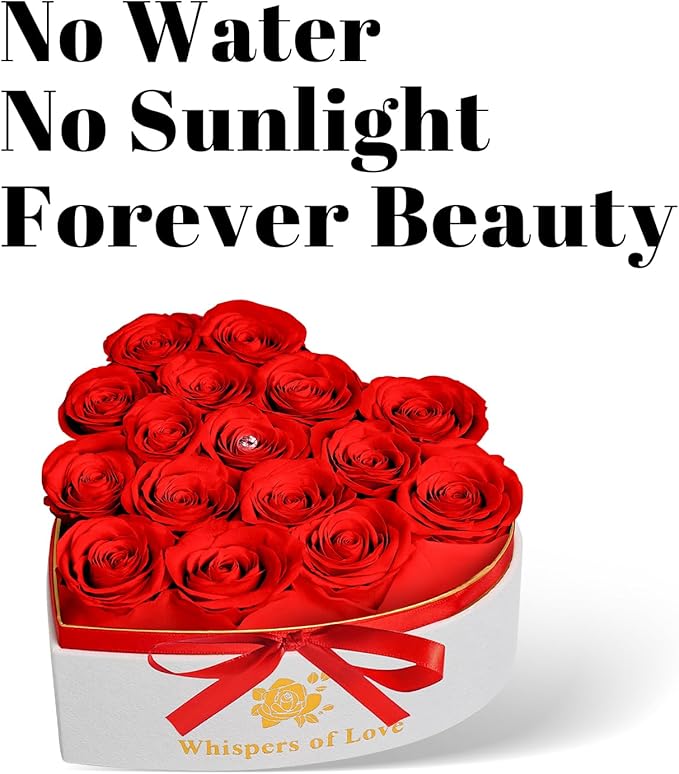 Luxury Preserved Roses – Forever Real Roses Flowers for Delivery in a White Box, Preserved Flowers Birthday Gifts for Women Mom Wife, Ideal for Anniversary (Red 16 Roses, 16 Roses)