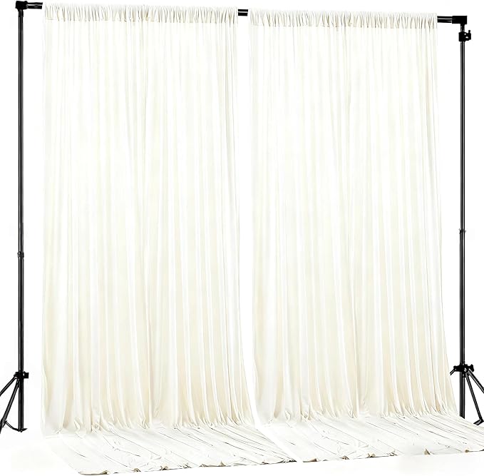 Beige Backdrop Curtains-Wrinkle-Free Polyester Photography Drapes Party Curtain Background for Baby Shower Wedding Decorations- 8 X10FT (Beige)