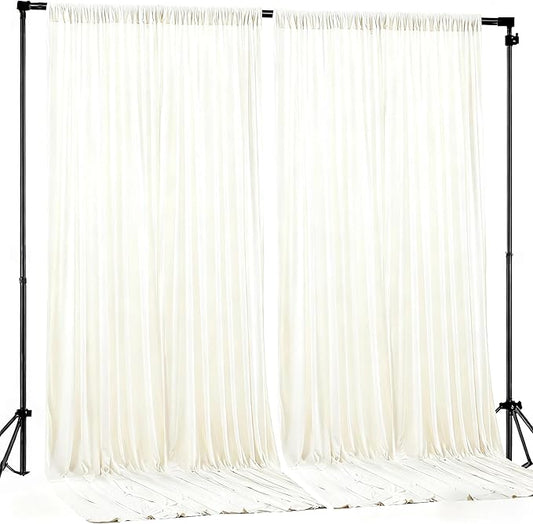 Beige Backdrop Curtains-Wrinkle-Free Polyester Photography Drapes Party Curtain Background for Baby Shower Wedding Decorations- 8 X10FT (Beige)
