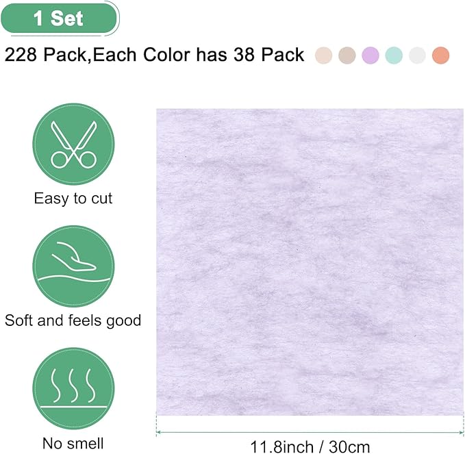 M METERXITY 228-Sheet Korean Cotton Wrapping Flower Paper, Waterproof Floral Wrapping Paper for Bouquets/Gift Packaging [White, Beige, Orange Pink, Sky Blue, Light Purple, Bright Beige]