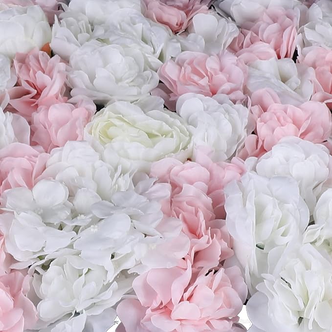 12 Pcs Artificial Flower Wall Panels 60x40cm 3D Flower Background for Wall, Wedding Flower Decorations Wall Silk Rose Panels for Candy Wall, Photo Areas, Stage Background Wall, 24 x16inch