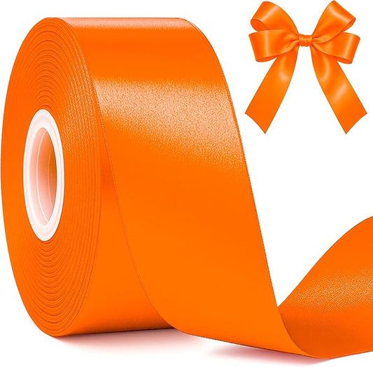 Fullive 1 1/2 Inch Fall Ribbon, 30 Yards Orange Ribbons for Gift Wrapping, Polyester Solid Satin Ribbon for Flower Bouquet for Birthday Thanksgiving Halloween Decorations DIY Bows Floral Arrangements