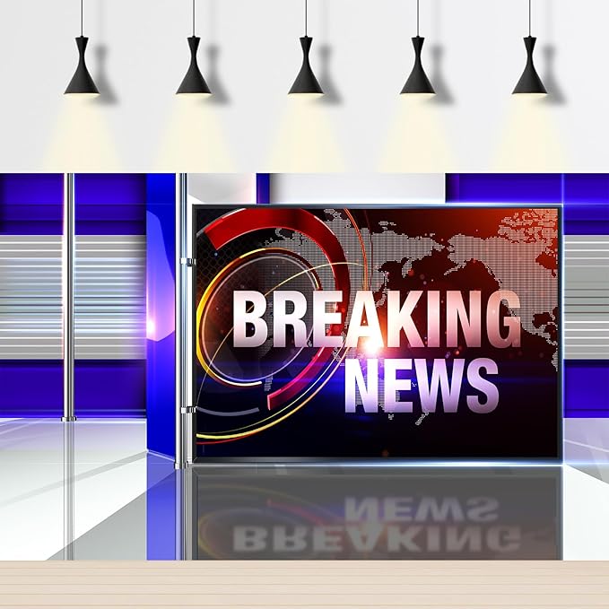 News Broadcast Hall Backdrop Studio TV Breaking News Background News Room Broadcasting Photography Background Program Record News Report Business Newsman Backdrop Kids Portrait Photo Props 8x6ft