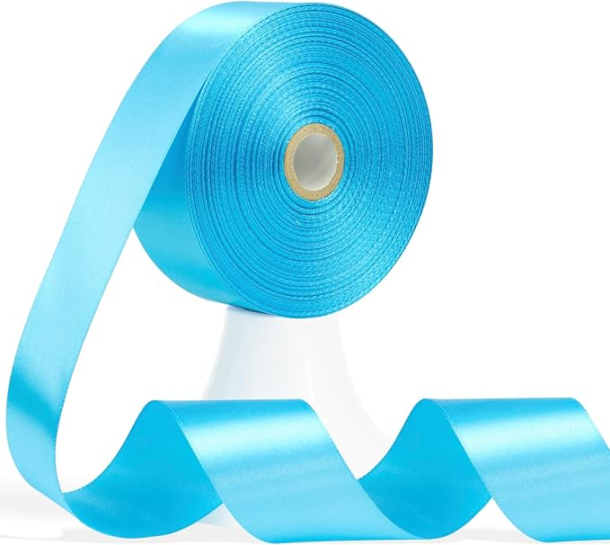60 Yards Turquoise Blue Satin Ribbon 1-1/2 Inch, Solid Polyester Fabric Ribbon for Gift Wrapping, Crafts, Flower Bouquet, Wedding, Baby Shower, Festival, Christmas, Easter