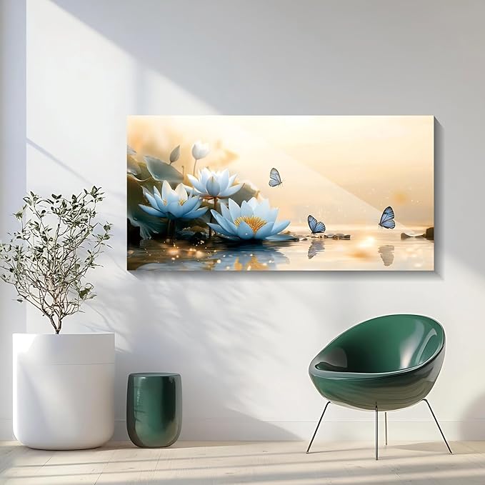 Iallbin Zen Stone Wall Art & Zen Wall Decor, sense of peace and natural beauty -for Yoga Meditation Room, Spa & Bathroom, Soft Hazy Dawn Art Deco Style, Ready to Hang, 48x24 Inches