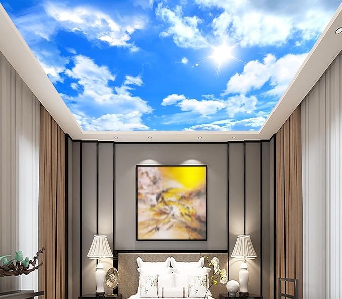 Eierme-Blue Sky Background with White Clouds Mural Wallpaper Peel and Stick 137" x 102"