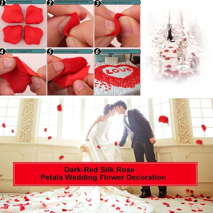 LZXD 1000 Pieces Black Artificial Silk Rose Petals Flower Decoration Wedding Party Color Black