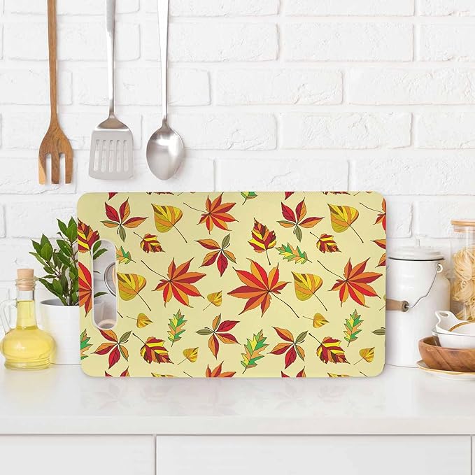 Autumn Leaves Cutting Board Beautiful Leaf Grip Handle Chopping Boards Cutting Board for Kitchen Plastic 16" x 10" x 0.24"