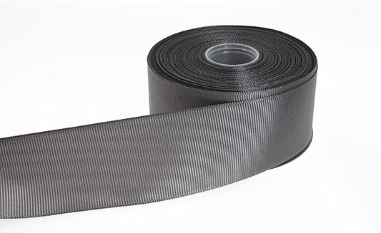 Solid Grosgrain Ribbon 25 Yard Each Roll 100% Polyester Woven Edge (1/1-2", Gray)