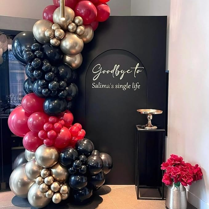 Red Black Gold Balloon Arch Garland Kit Leopard Cheetah Print Party Balloons Black Red Metallic Silver Gold Explosion Star Balloon for Girl Night Bachelorette New Year Casino Birthday Party Decoration