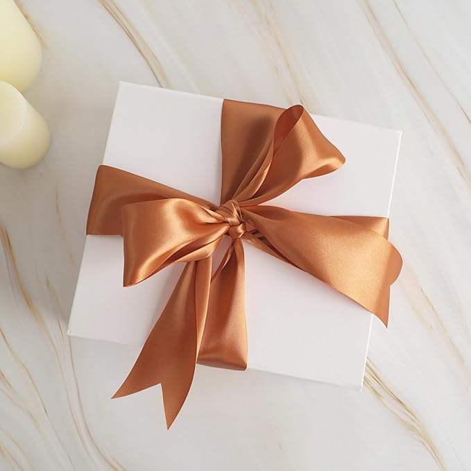 MEEDEE Terracotta Satin Ribbon - 2 Inch Double Faced Orange Ribbon by 25 Yards for Christmas, Thanksgiving, Fall, Wedding, Flower Bouquet