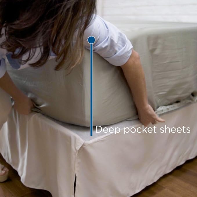 MyPillow Giza Dreams Bed Sheets, 100% Certified Giza Egyptian Cotton, Deep Pocket, Sateen Weave [RV Queen, Taupe]