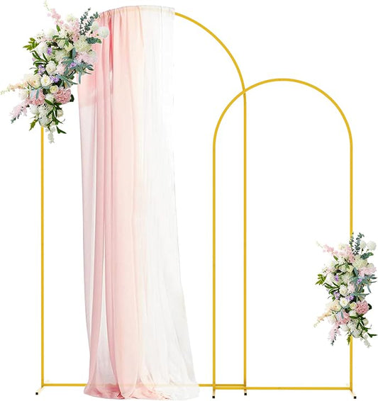 Asee'm Metal Arch Backdrop Stand Set of 2 (7.2FT,6FT) Gold Arched Frame for Wedding Ceremony Parties Birthday Baby Shower Garden Decoration