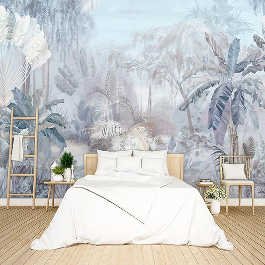 Tropical Botanical Wallpaper Woodland Forest Tree Bedroom Banana Leaf Plant murals Aesthetic Room Decor Living Room tv Background Large Wall Mural - 183"x120" Not Peel and Stick