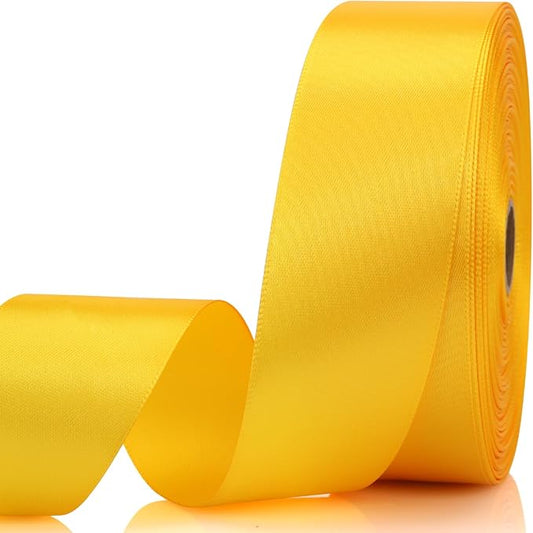 1-1/2 Inch 60 Yards Yellow Solid Satin Ribbon for Gift Wrapping,Craft Floral Bouquets,Wedding Party,Timeless Flower,Decoration Floral Hair,Balloons
