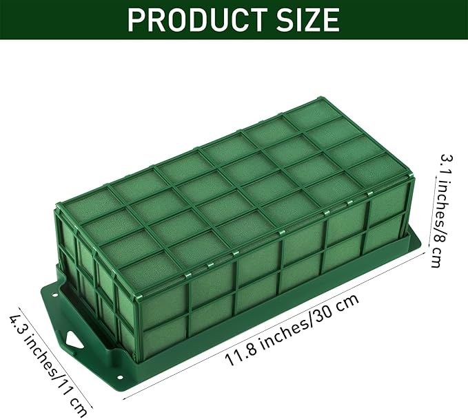 12 Packs Floral Foam Cage Rectangle Flower Cage Holders with Floral Foam Flower Arrangement Supplies for Fresh Flowers, Home Wedding Decorations, 11.8 x 4.3 x 3.1 Inches