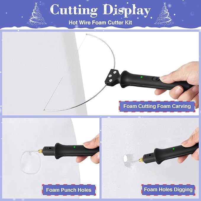 3 in 1 Foam Cutter, GOCHANGE Electric Cutting Machine Pen Tools Kit, 100-240V /18W Styrofoam Cutting Pen with Electronic Voltage Transformer Adaptor For Foam Cutting, Holes Digging, Details Handling