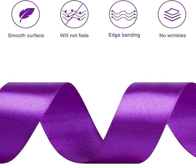 1-1/2 Inches 100 Yards Purple Satin Ribbon, Ribbon Roll for Flower Bouquets, Gift Wrapping, Wedding, Handmade Crafts