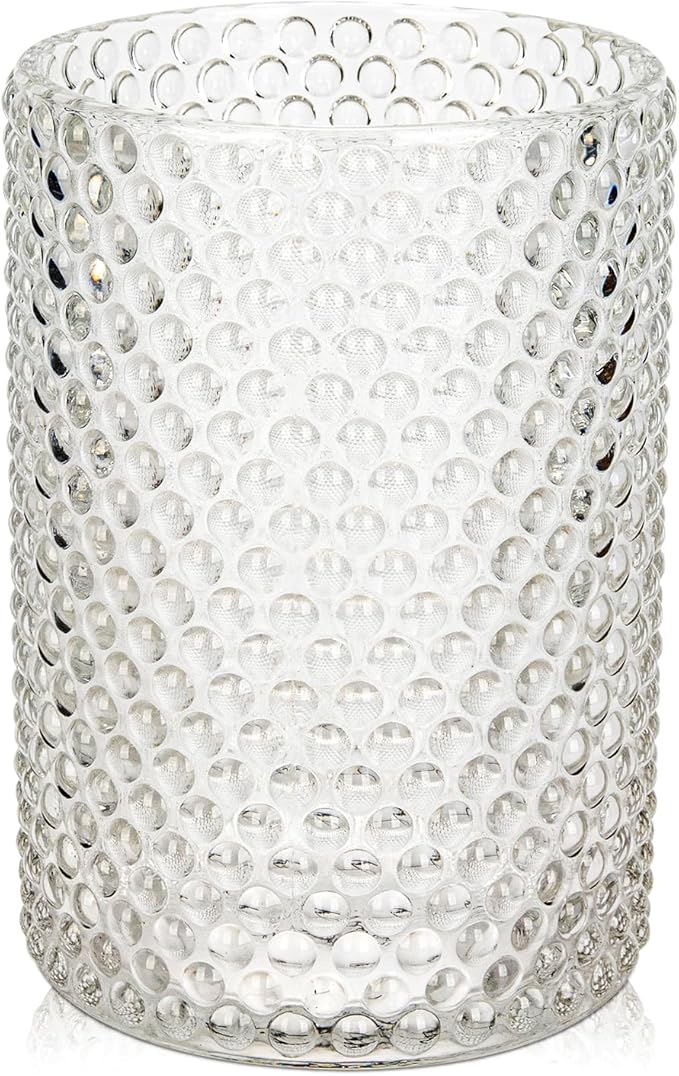Clear Glass Cylinder Vase for Flowers, 5.5" x 4" Thickened Votive Candle Holder Transparent Modern Hydroponic Ornament for Home Living Room Wedding Centerpieces Office Table Decor