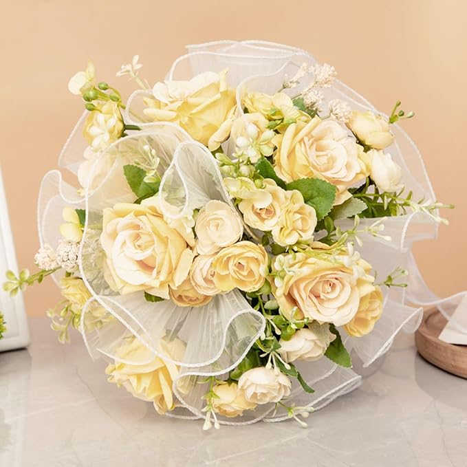 Ochine Bride & Bridesmaid Bouquets for Wedding, Silk Hand Holding Flower Bouquet for Valentines Day Decor, Party Supplies and Home Decor