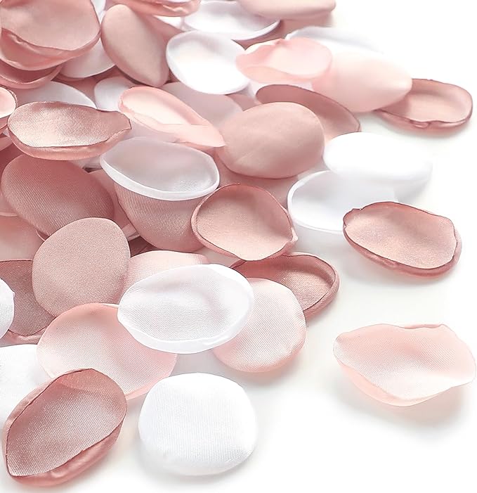 Floroom 500pcs Rose Petals Dusty Rose Blush Faux Silk Flower Petals for Wedding Flower Girl Basket Aisle Scatter Dinner Table Centerpieces Party Confetti Bridal Shower Romantic Night Decoration