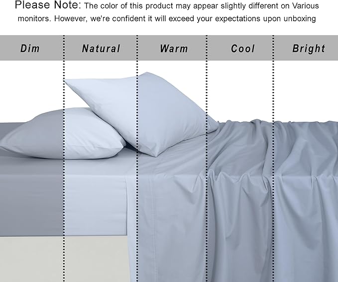 RUVANTI 100% Organic Cotton Sheets King Size, Percale Weave, GOTS Certified, 4-Piece Set, Deep Pocket 15", Crisp & Breathable, Soft Durable Bedding, Sábanas Algodón Orgánico – Arctic Ice