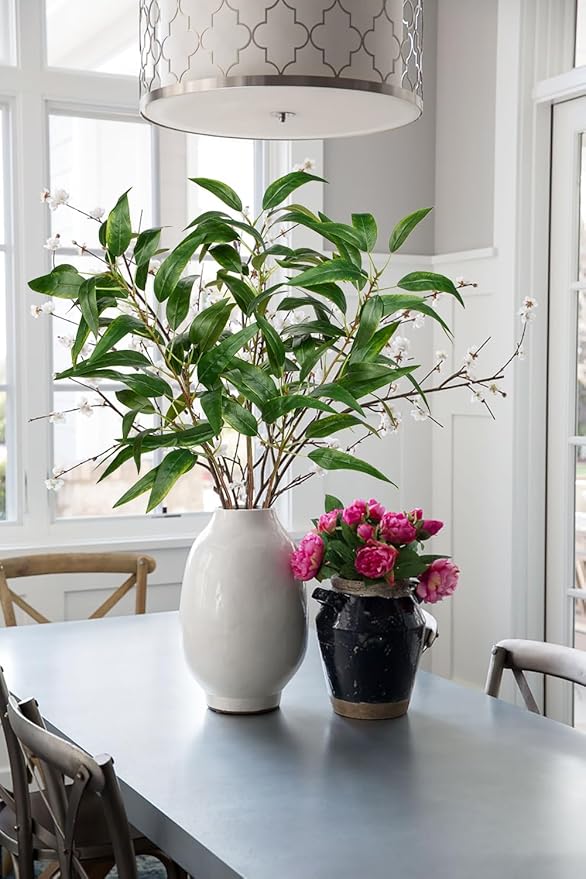 Faux Eucalyptus Stems Willow Eucalyptus Leaves 34” Long Fake Salix Leaves 6 Pcs Artificial Greenery Stems for DIY Bouquet Arrangements Centerpieces Shower Decorations-Artificial Eucalyptus Stems