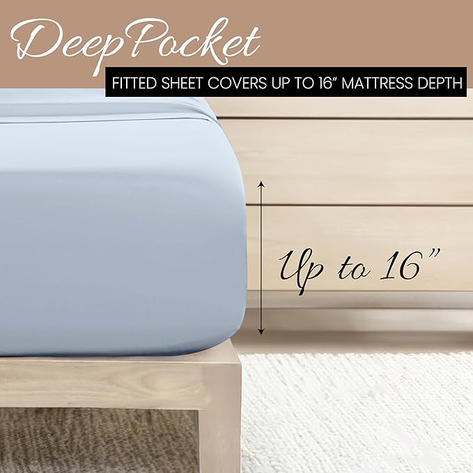 Linen Market Bed Sheets for Twin Size Bed (Light Blue) - Sleep Better Than Ever with These Soft and Cooling Twin Sheets - Deep Pocket Fits 16" Thick Beds - 3 Piece Twin Sheet Set