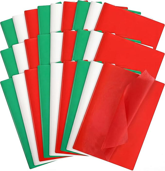Tatuo 600 Sheets Christmas Tissue Papers Bulk 20 x 14 Inch Red Green and White Christmas Gift Wrapping Paper DIY Presents Arts Crafts Xmas Gift Bags Boxes Holiday Party Favor Supplies