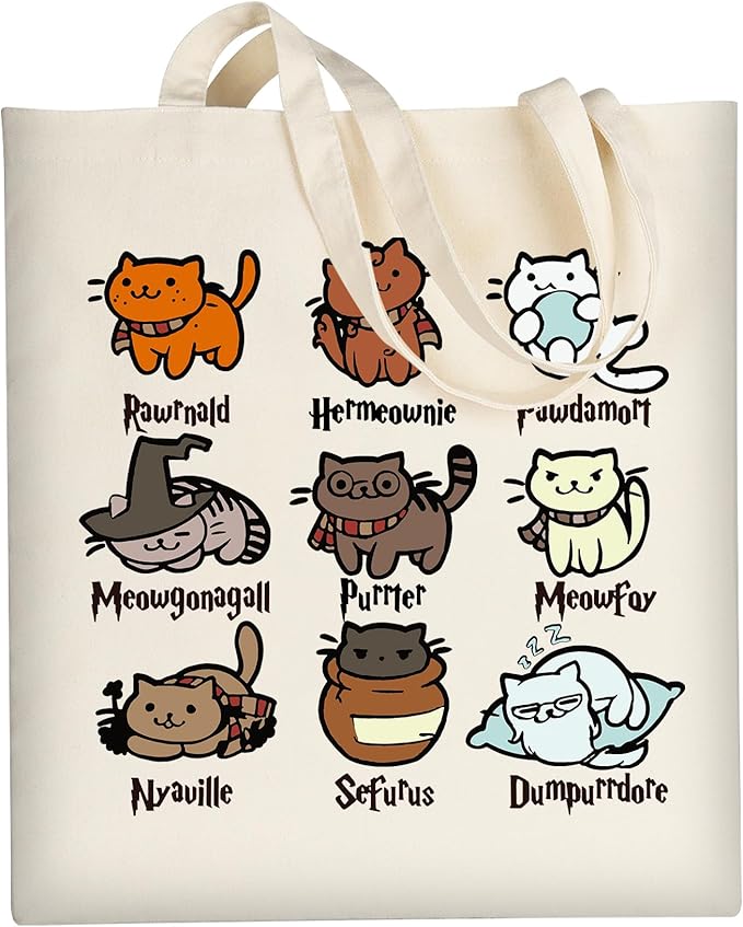 AUSVKAI Canvas Tote Bag Aesthetic for Women, Reusable Grocery Bag with Cat, fourth wing Cotton Bags for Shopping Beach Trendy Retirement Gifts