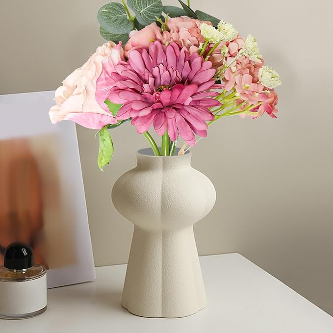 Zerzsy Artificial Flowers Bouquets, Mixed Pink Artificial Peonies, Fake Flower Bride Holding Flowers Faux Floral for Home Wedding Spring Decor