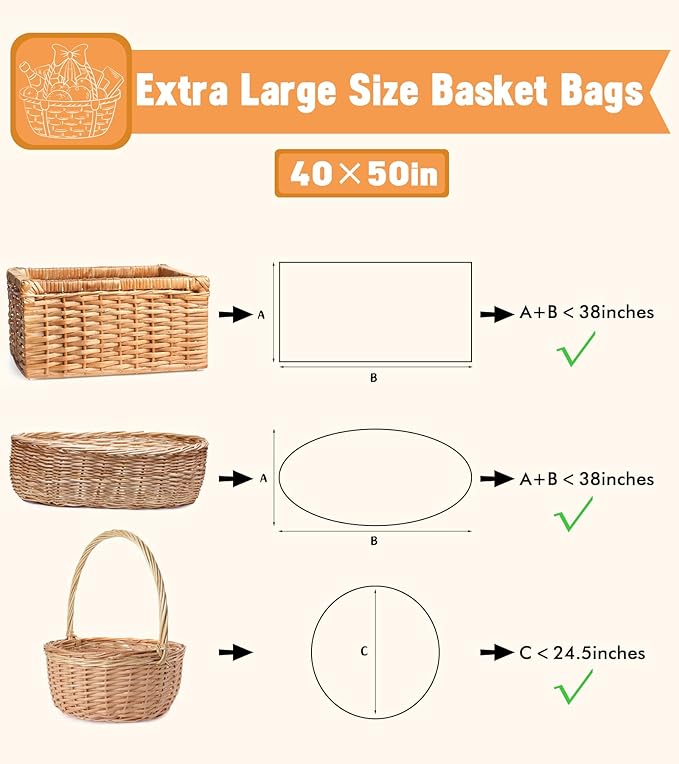 Yuiicaov 10PCS Extra Large Cellophane Bags, 40x50 Inches Clear Cellophane Wrap for Gift Baskets, Jumbo Huge Clear Gift Bags, Packaging Christmas Gifts 2.8 Mil Thick