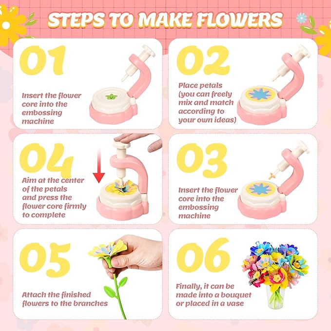 Oviovioi Fabric Flower Bouquets Toys, Arts & Crafts for Kids - Flowers Market Toys,Build Your Flower Bouquet, DIY Toddler Craft Kits for Girls Ages 4 5 6,Ideas Birthday Gifts