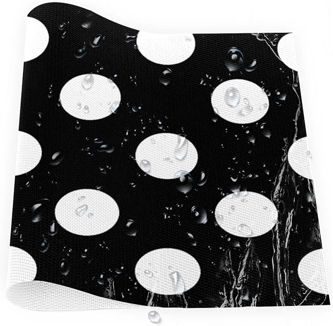 Black White Polka Dot Placemats Set of 6 PVC Vinyl Non Slip Table Mats Waterproof Heat Resistant Place Mats Washable Wipeable Dining Table Mat for Kitchen Party Farmhouse Indoor Outdoor Decorative