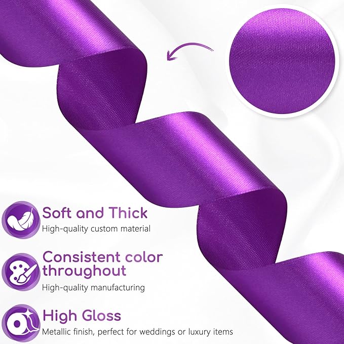 Purple Ribbon 1-1/2 Inch 30 Yards Dark Purple Satin Ribbon for Floral Arrangement, Fabric Ribbon for Gift Wrapping Crafts Halloween Easter Wedding Christmas