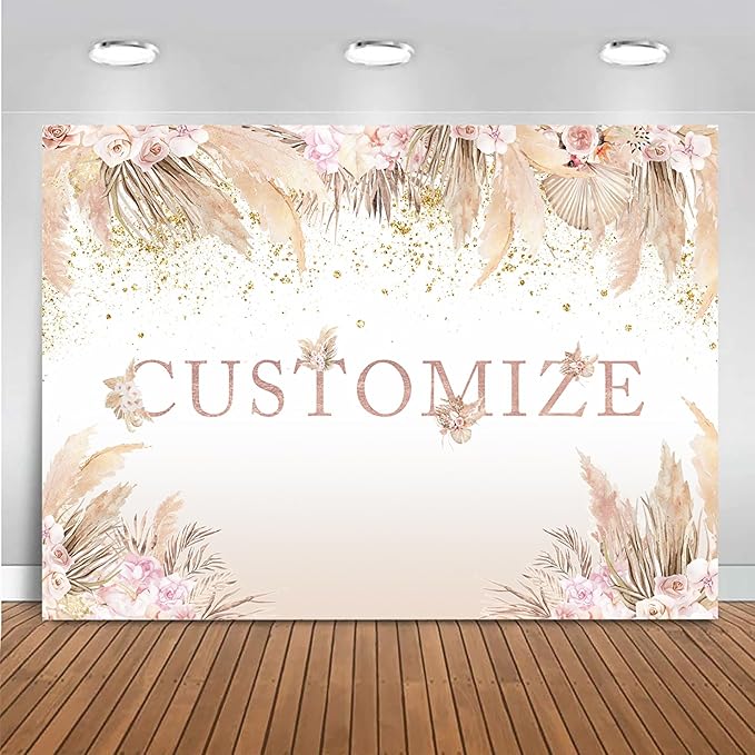 Mocsicka Boho Hello Baby Backdrop Boho Chic Pink Flowers Baby Shower Background A Sweet Little Girl is on The Way Party Cake Table Decorations Photo Booth (Customize)
