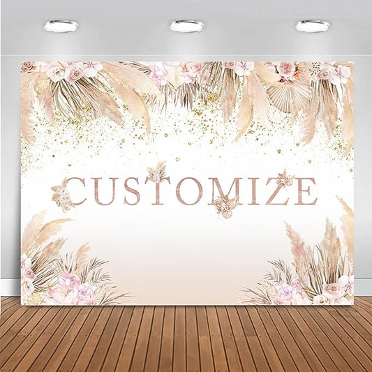 Mocsicka Boho Hello Baby Backdrop Boho Chic Pink Flowers Baby Shower Background A Sweet Little Girl is on The Way Party Cake Table Decorations Photo Booth (Customize)
