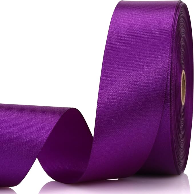 1-1/2 Inch 60 Yards Purple Solid Satin Ribbon for Gift Wrapping,Craft Floral Bouquets,Wedding Party,Timeless Flower,Decoration Floral Hair,Balloons