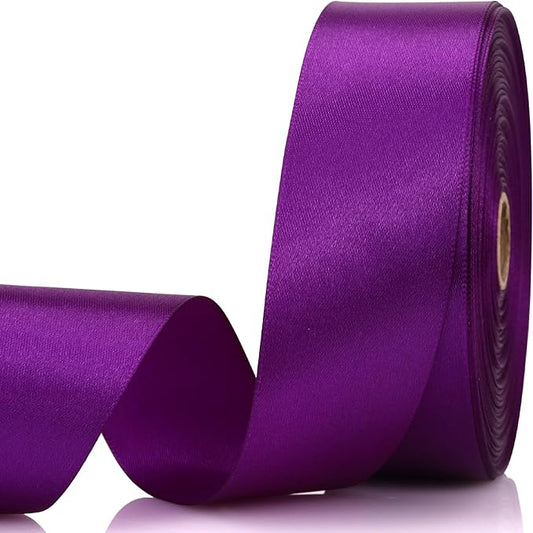 1-1/2 Inch 60 Yards Purple Solid Satin Ribbon for Gift Wrapping,Craft Floral Bouquets,Wedding Party,Timeless Flower,Decoration Floral Hair,Balloons