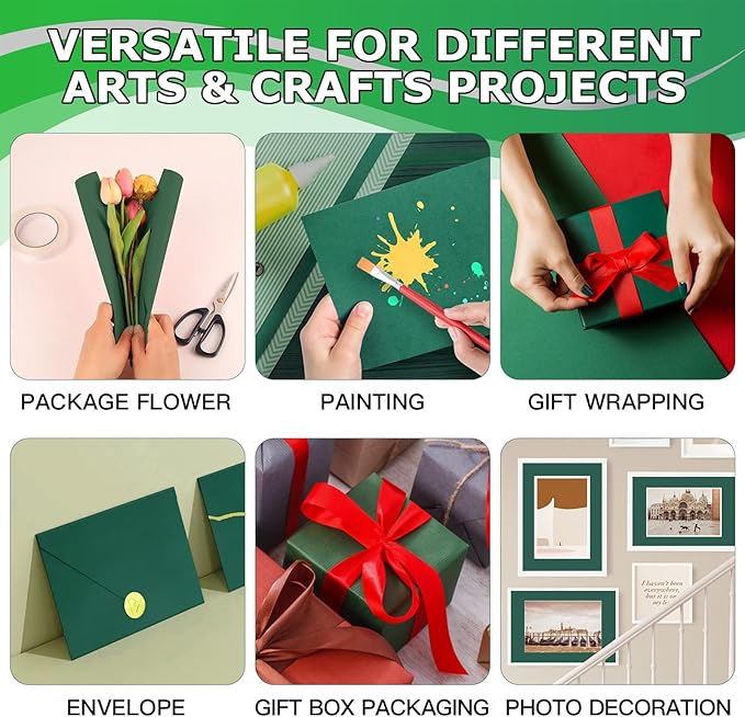 Vanhench 48"x1500" (125') Dark Green Wrapping Paper, Colored Kraft Paper Roll for Christmas Art Crafts Poster Bulletin Construction Floor Covering Table Runner, Floral Bouquet Wrapping
